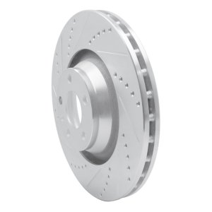 Audi A6 Quattro Brake Rotor (1) - Front Left - R1 Concepts - Drilled & Slotted - Silver - `05-`11